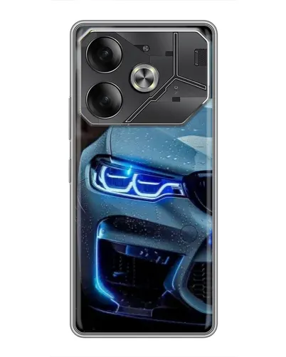 Чехол для TECNO Pova 6 с картинкой «Взгляд BMW с синими фарами»