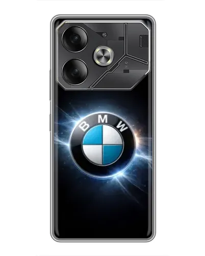 Чехол для TECNO Pova 6 с картинкой «BMW — неоновое сияние»