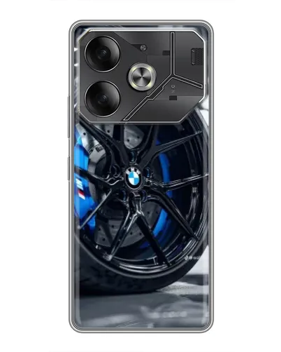 Чехол для TECNO Pova 6 с картинкой «Колесо BMW вблизи»