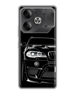 Чехол для TECNO Pova 6 с картинкой «Темный силуэт BMW»