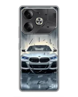 Чехол для TECNO Pova 6 с картинкой «BMW в свете фар»