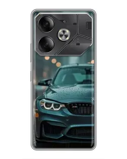 Чехол для TECNO Pova 6 с картинкой «BMW в огнях города»