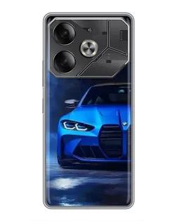 Чехол для TECNO Pova 6 с картинкой «Голубая BMW M4»