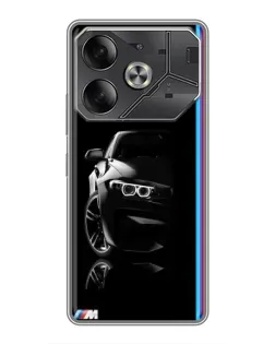 Чехол для TECNO Pova 6 с картинкой «Силуэт BMW в темноте»