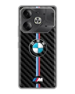 Чехол для TECNO Pova 6 с картинкой «Эмблема BMW и карбон»