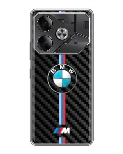Чехол для TECNO Pova 6 с картинкой «Эмблема BMW и карбон»