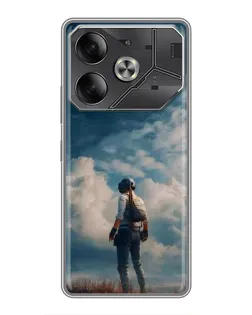 Чохол для TECNO Pova 6 з картинкою «Герой PUBG на скелі»