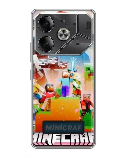 Чехол для TECNO Pova 6 с картинкой «Minecraft герои игры»