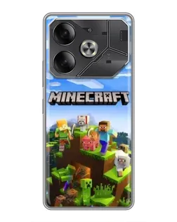 Чехол для TECNO Pova 6 с картинкой «Minecraft классический мир»