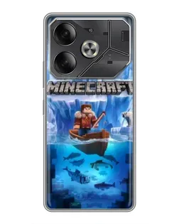 Чехол для TECNO Pova 6 с картинкой «Minecraft ледяной мир»