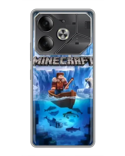Чехол для TECNO Pova 6 с картинкой «Minecraft ледяной мир»