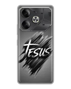 Чехол для TECNO Pova 6 с картинкой «Надпись Jesus Graffiti»