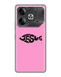 Чехол для TECNO Pova 6 с картинкой «Розовый символ  Jesus»