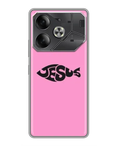 Чехол для TECNO Pova 6 с картинкой «Розовый символ  Jesus»
