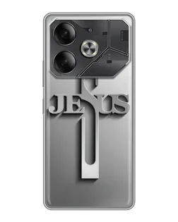 Чохол для TECNO Pova 6 з картинкою «Металевий хрест Jesus»