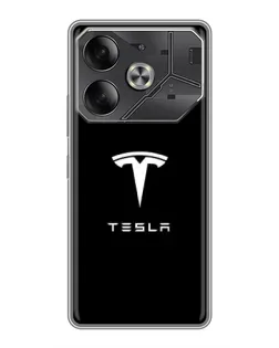 Чохол для TECNO Pova 6 з картинкою «Tesla White Logo»