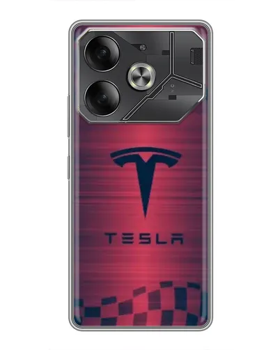 Чохол для TECNO Pova 6 з картинкою «Тесла червоний карбон» Чохол для TECNO Pova 6 з картинкою «Тесла червоний карбон»