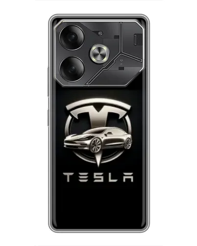 Чохол для TECNO Pova 6 з картинкою «Tesla — срібне авто» Чохол для TECNO Pova 6 з картинкою «Tesla — срібне авто»