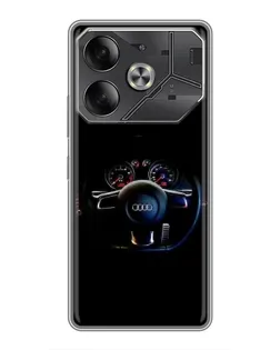 Чохол для TECNO Pova 6 з картинкою «Салон Audi — кермо»