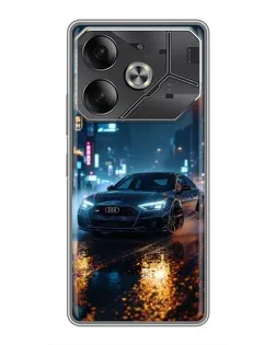 Чохол для TECNO Pova 6 з картинкою «Нічне місто та Audi»