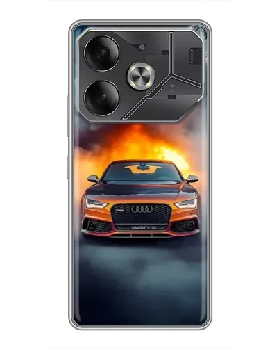 Чохол для TECNO Pova 6 з картинкою «Audi у вогняному диму»