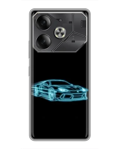 Чохол для TECNO Pova 6 з картинкою «Неоновий контур Lamborghini»