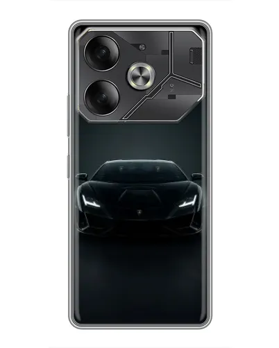 Чохол для TECNO Pova 6 з картинкою «Чорний Lamborghini Aventador»