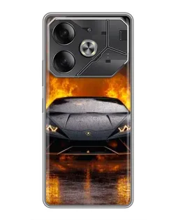 Чохол для TECNO Pova 6 з картинкою «Lamborghini у вогні»