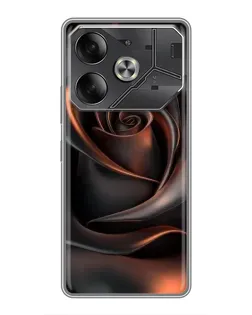 Чохол для TECNO Pova 6 з картинкою «Шовкова чорна троянда»