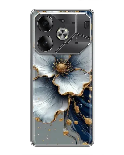 Чохол для TECNO Pova 6 з картинкою «Біла квітка та золотий флюїд» Чохол для TECNO Pova 6 з картинкою «Біла квітка та золотий флюїд»