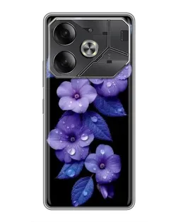 Чохол для TECNO Pova 6 з картинкою «Фіолетові квіти з росою»