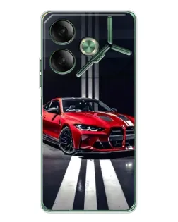 Чехол для TECNO Pova 7 5G с картинкой «Красная BMW на дороге»