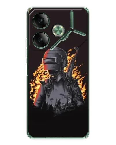 Чехол для TECNO Pova 7 5G с картинкой «PUBG — огненный силуэт»