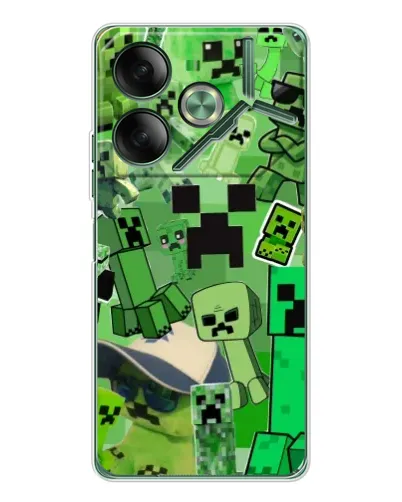 Чехол для TECNO Pova 7 5G с картинкой «Криперы Minecraft»