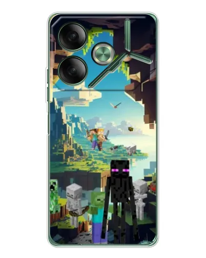 Чехол для TECNO Pova 7 5G с картинкой «Эндермен в лесу»