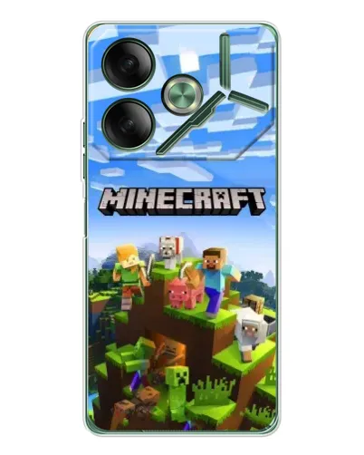 Чехол для TECNO Pova 7 5G с картинкой «Minecraft классический мир»