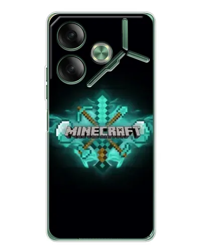 Чехол для TECNO Pova 7 5G с картинкой «Minecraft Diamond лого»
