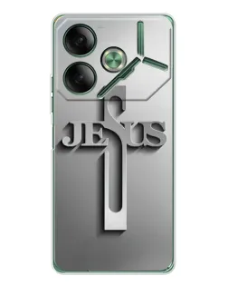 Чехол для TECNO Pova 7 5G с картинкой «Металлический крест Jesus»