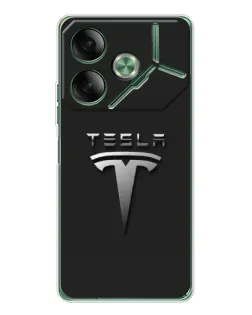 Чехол для TECNO Pova 7 5G с картинкой «Стальной логотип Tesla»