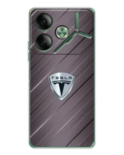 Чехол для TECNO Pova 7 5G с картинкой «Металлическая текстура Tesla»