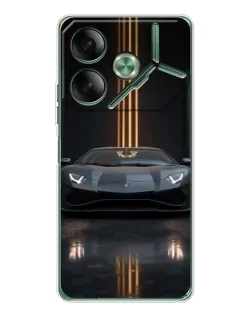 Чехол для TECNO Pova 7 5G с картинкой «Lamborghini золотые линии»