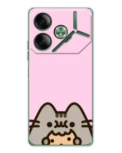 Чехол для TECNO Pova 7 5G с картинкой «Pusheen и печенье»