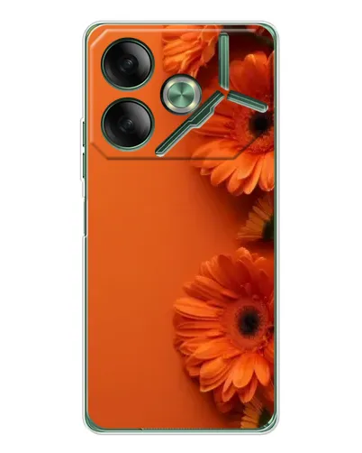 Чехол для TECNO Pova 7 5G с картинкой «Оранжевые герберы»