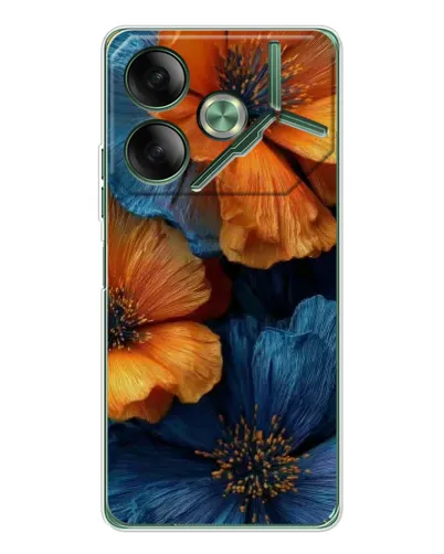 Чехол для TECNO Pova 7 5G с картинкой «Яркая сине-оранжевая флора» Чехол для TECNO Pova 7 5G с картинкой «Яркая сине-оранжевая флора»