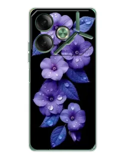 Чехол для TECNO Pova 7 5G с картинкой «Фиолетовые цветы с росою»