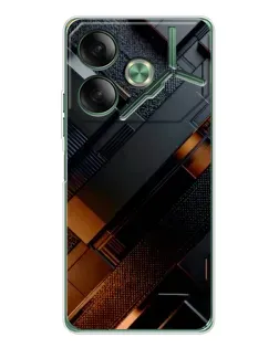 Чехол для TECNO Pova 7 5G с картинкой «Черные геометрические блоки»