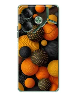 Чехол для TECNO Pova 7 5G с картинкой «Объемные оранжевые сферы»