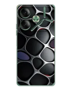 Чехол для TECNO Pova 7 5G с картинкой «Объемная темная решетка»