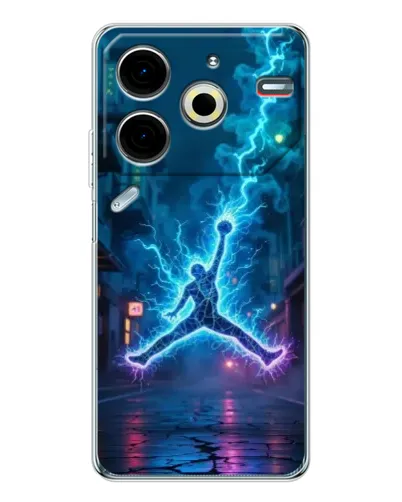 Чехол для TECNO Pova 7 Pro с картинкой «Jordan Gold Jumpman»