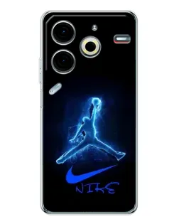 Чехол для TECNO Pova 7 Pro с картинкой «Jordan Neon Blue»